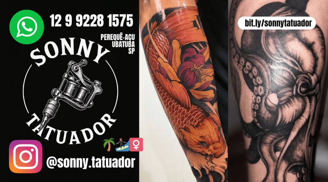 Branding example with tattoo designs and contact info