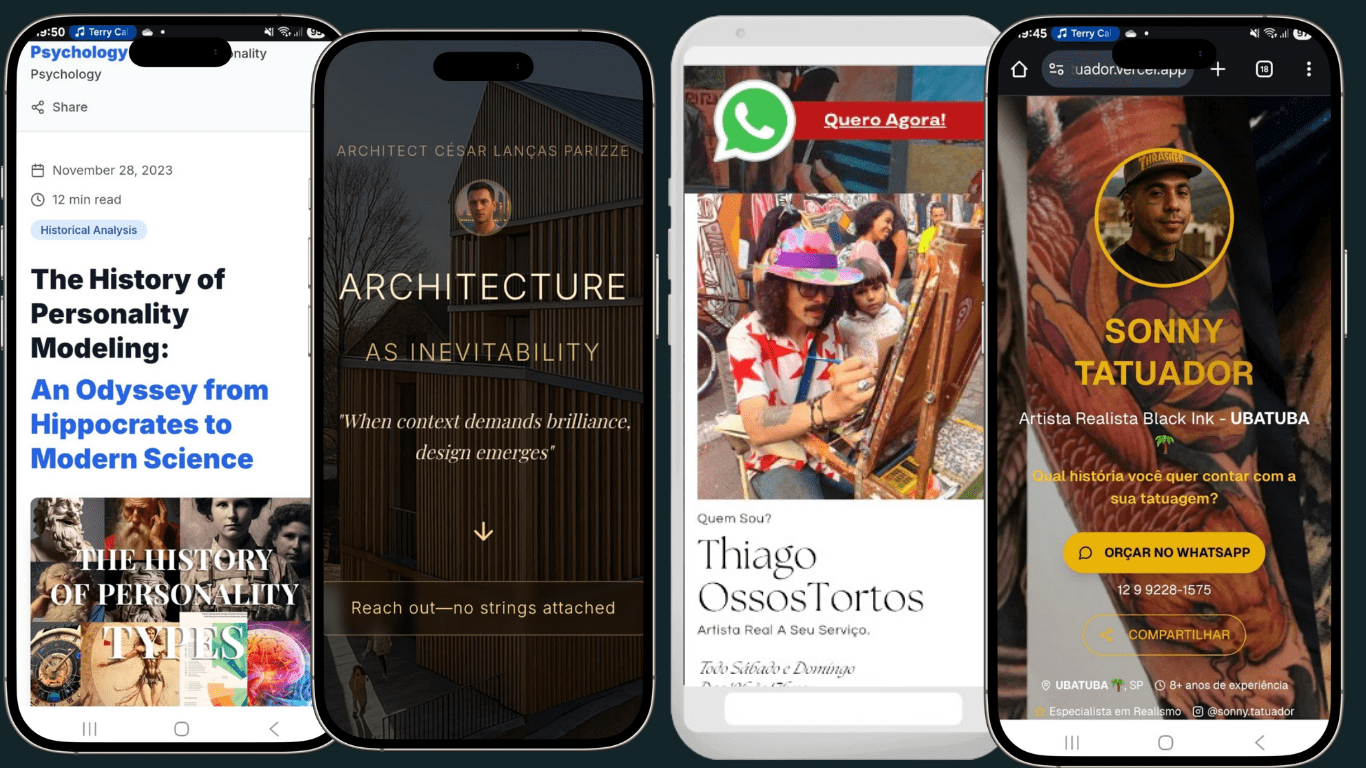 Website to app conversion examples on mobile devices